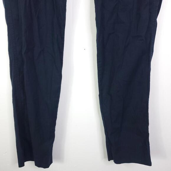 Abercrombie Fitch Pants Mens L Loose Pull On Cotton Linen Straight Dark Indigo - Picture 9 of 9